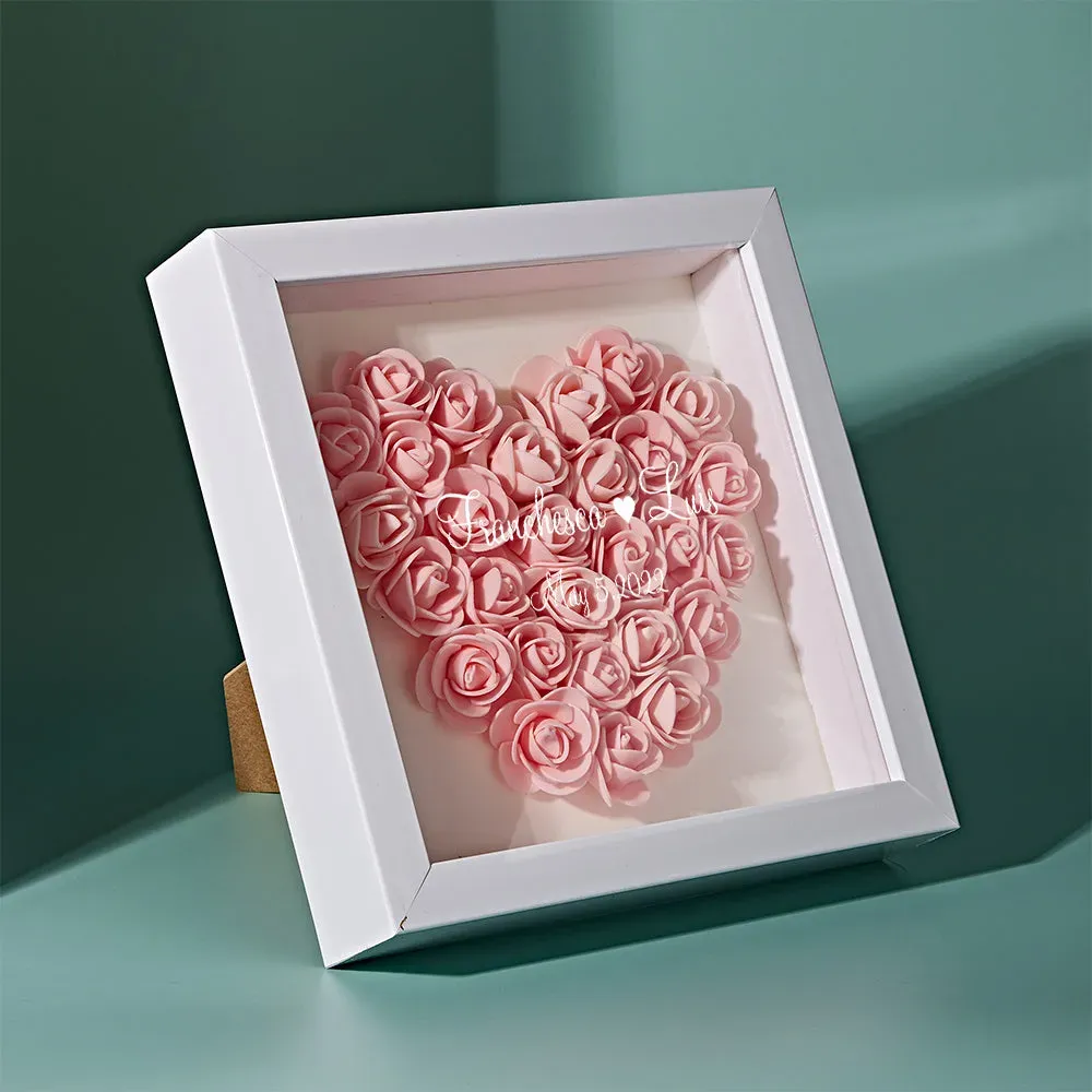 Benutzerdefinierte Blumen-schattenbox Personalisiertes Namensblumen-schattenbox-rahmen-geschenk