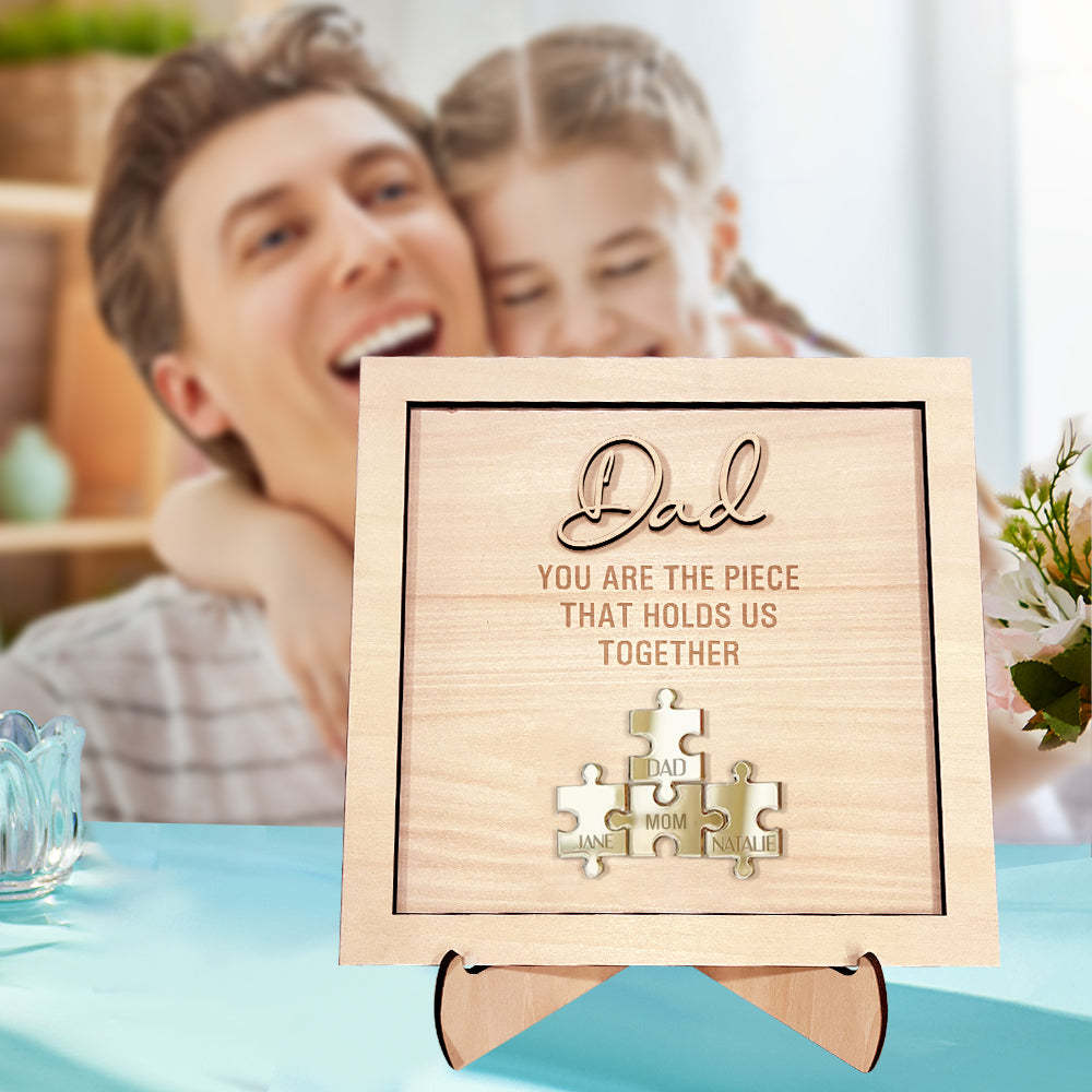 Personalisiertes Papa-puzzle-schild „du Bist Das Stück, Das Uns Zusammenhält“ Als Vatertagsgeschenk - soufeede