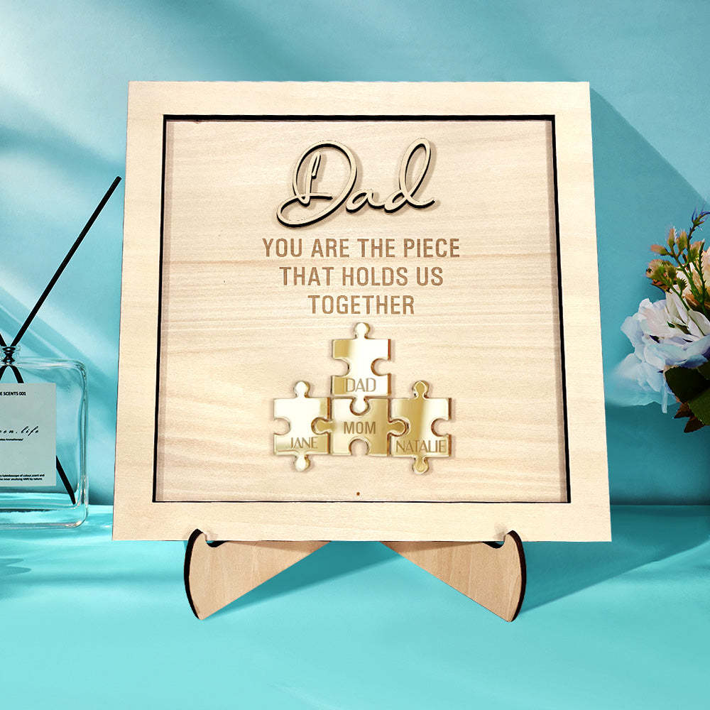 Personalisiertes Papa-puzzle-schild „du Bist Das Stück, Das Uns Zusammenhält“ Als Vatertagsgeschenk - soufeede