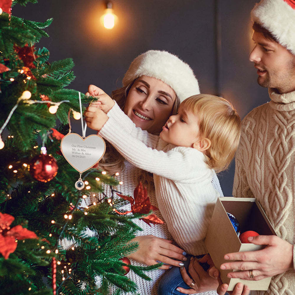 Benutzerdefinierte Projektionsverzierung, Personalisierte Herz-weihnachtsverzierung, Geschenke Für Sie - soufeede