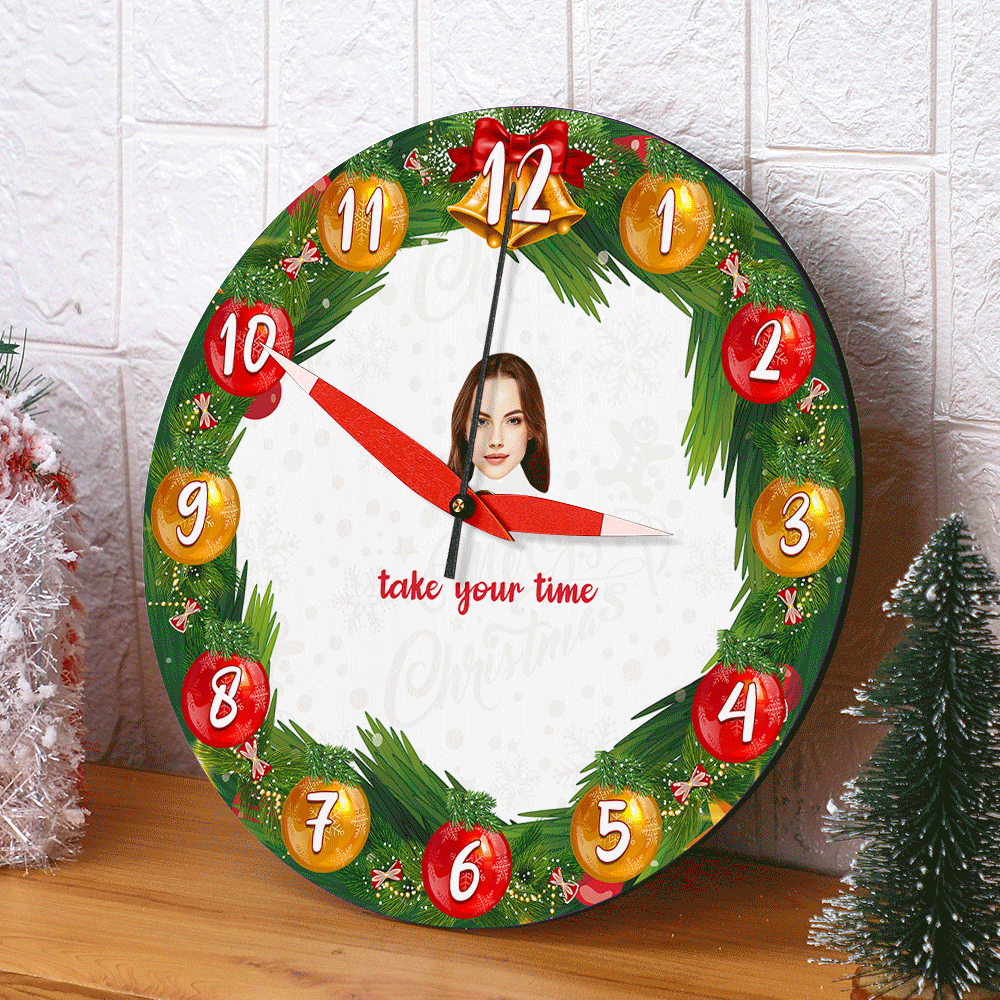 Benutzerdefinierte Gesichtsuhr, Weihnachtsgeschenke, Personalisierter Text, Heimdekoration - soufeede