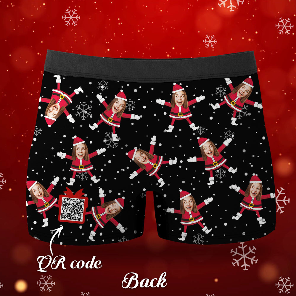 Benutzerdefinierte Gesichts-boxershorts Mit Weihnachtsmann-gesicht, Unterwäsche, Paar-geschenke, Weihnachtsgeschenk, Ar-ansicht - soufeede