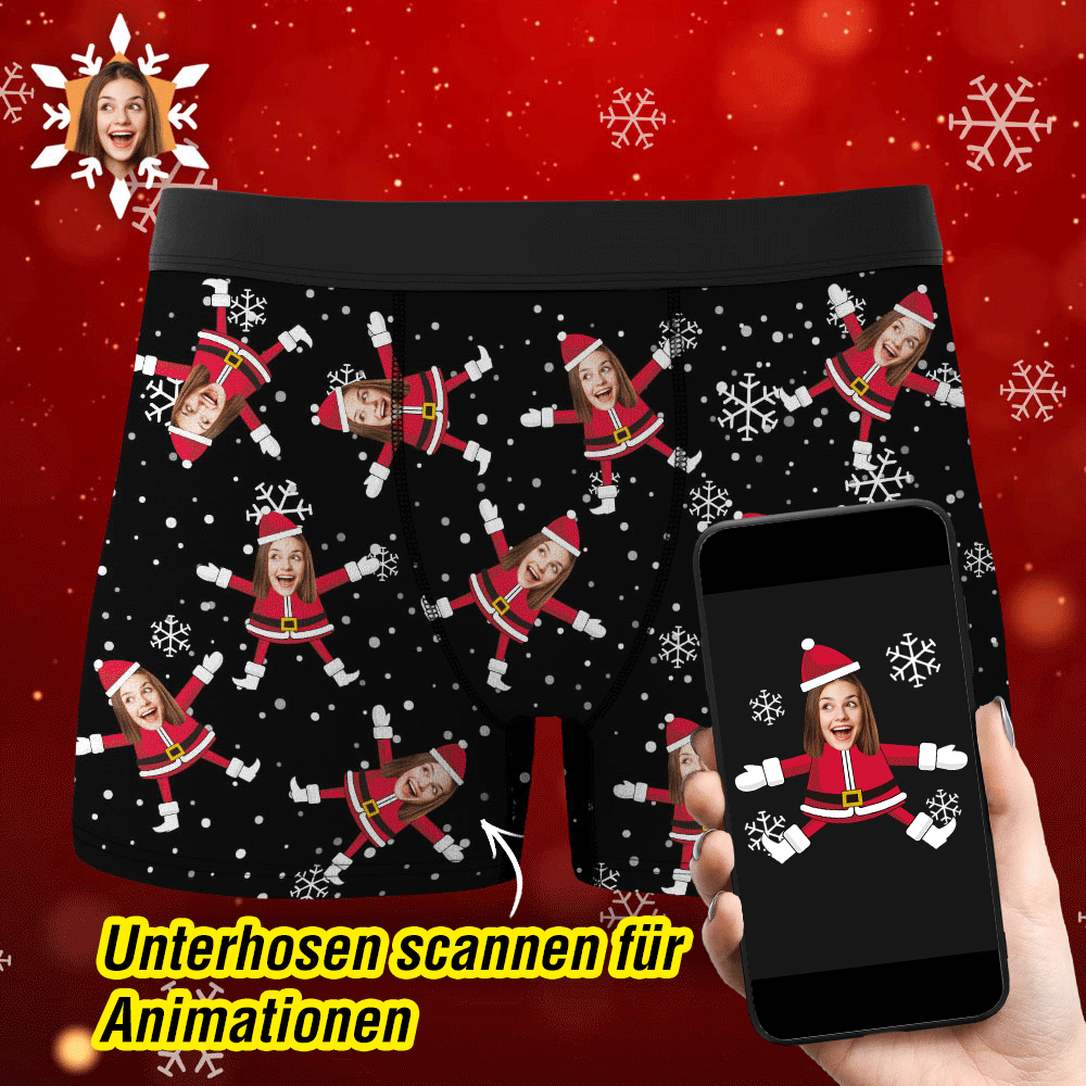 Benutzerdefinierte Gesichts-boxershorts Mit Weihnachtsmann-gesicht, Unterwäsche, Paar-geschenke, Weihnachtsgeschenk, Ar-ansicht