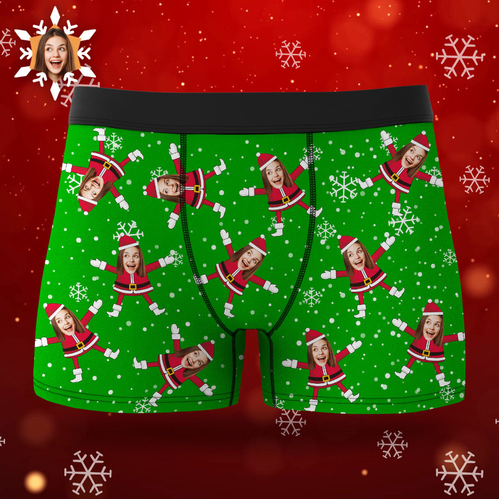 Benutzerdefinierte Gesichts-boxershorts Mit Weihnachtsmann-gesicht, Unterwäsche, Paar-geschenke, Weihnachtsgeschenk, Ar-ansicht - soufeede