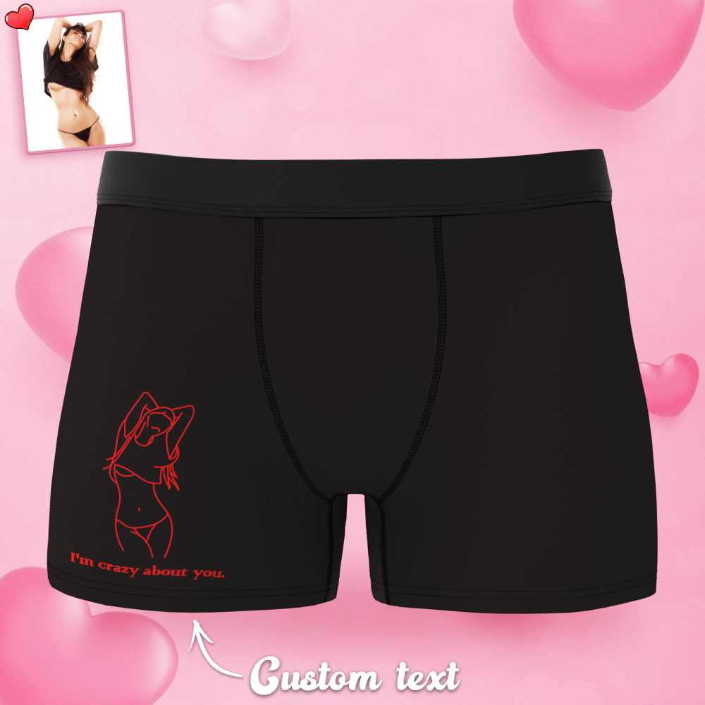 Benutzerdefinierte Foto Boxer Handbemalt Graviert Herren Unterwäsche Boxer Line Art Geschenk Für Freund