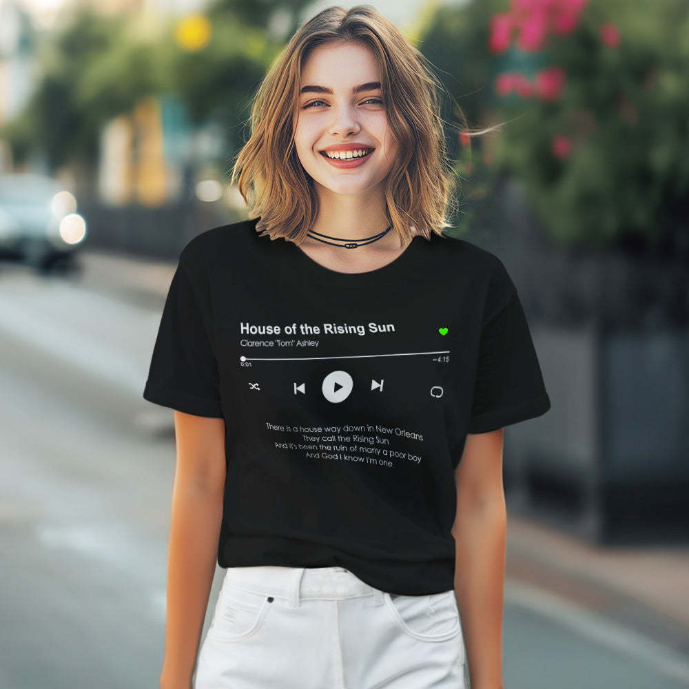 Benutzerdefiniertes Musik-t-shirt Personalisieren Sie Ihr Lieblingslied-t-shirt Musik-player - soufeede