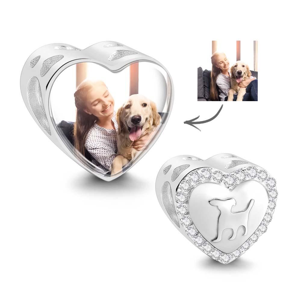 Personalisierter Foto-herzanhänger Mit Zirkon-dekor, Haustier-hunde-design, Geschenke Für Haustierliebhaber - soufeede