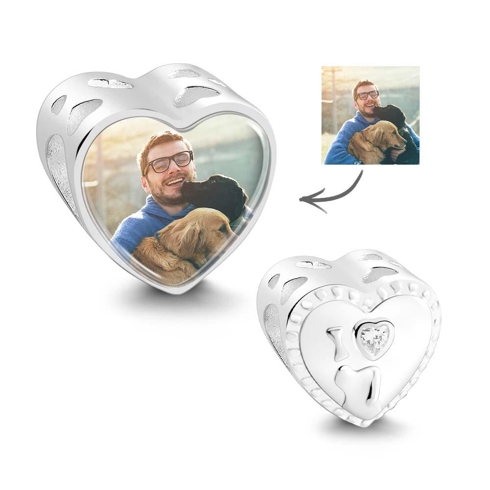Herz-fotoanhänger Mit Weißem Zirkon, Geschenke Zum Thema „i Love Pet Dog“ Für Haustierliebhaber - soufeede