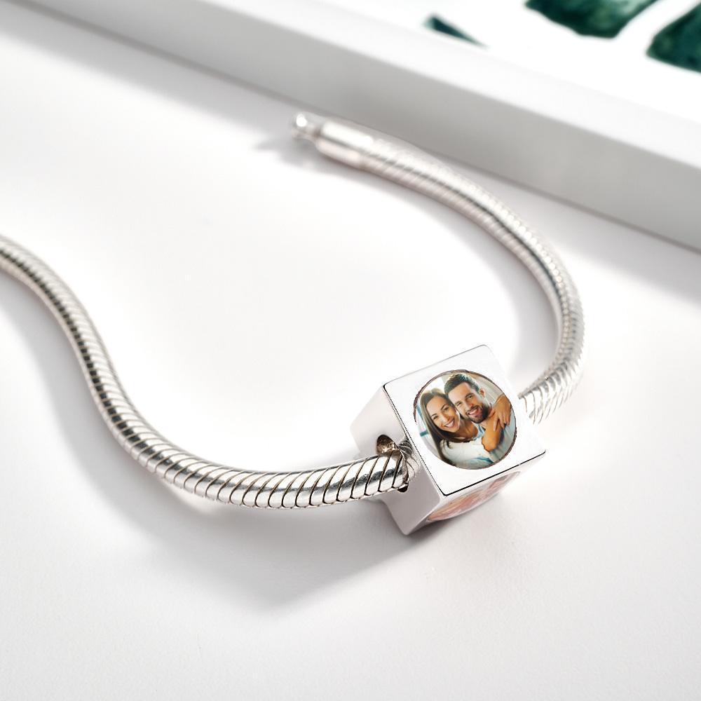 Personalisierter Vierseitiger Foto-charm, Personalisierte Perle Für Frauen - soufeede