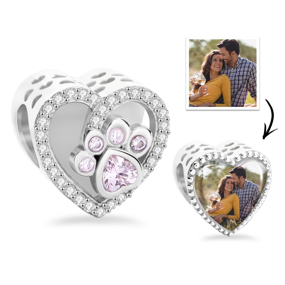 Benutzerdefinierter Foto-pfotenabdruck-charm, Hübscher Zirkon-anhänger, Geschenke Für Haustierliebhaber - soufeede
