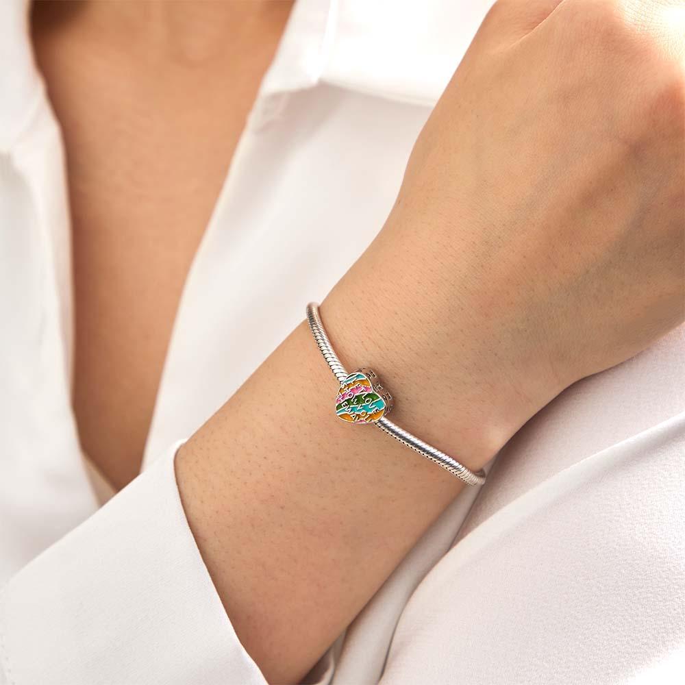 Personalisierter Foto-charm „let Love Show You The Way“-thema, Herz, Bunter Anhänger, Geschenke Für Sie - soufeede