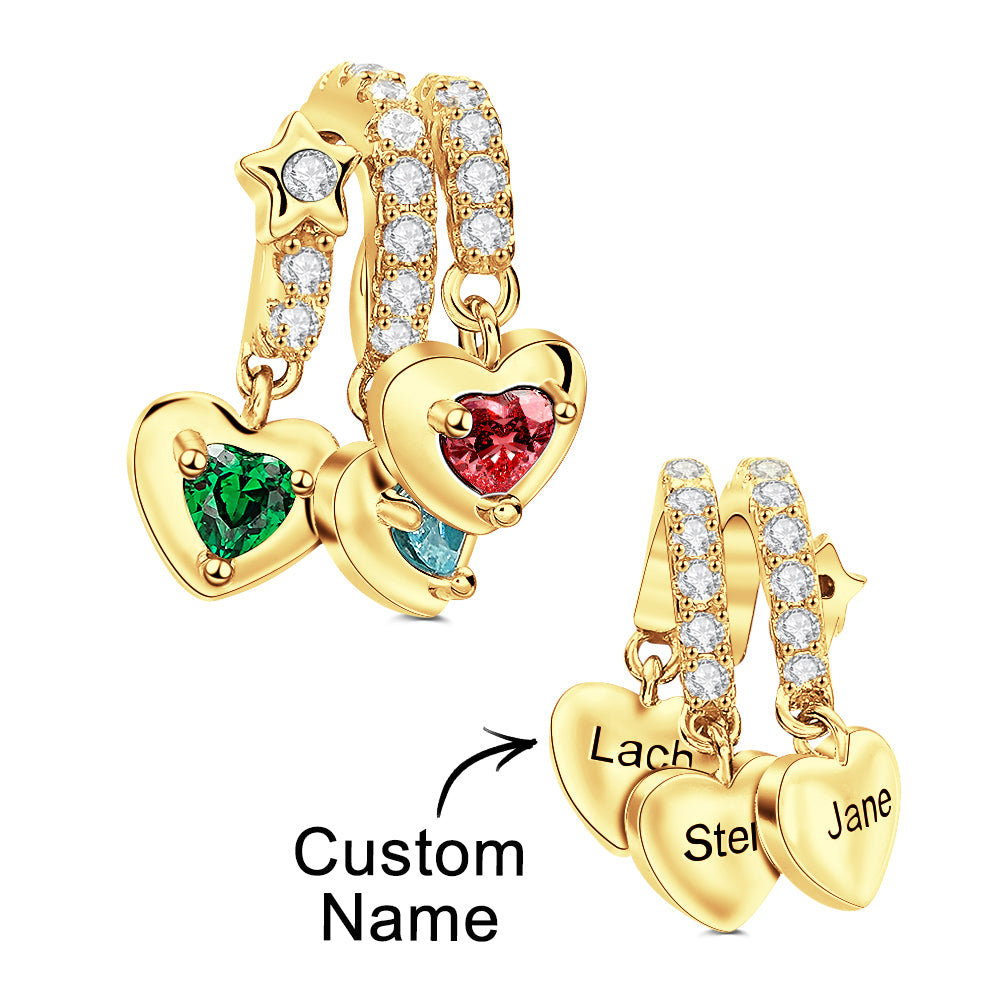 Benutzerdefinierter Geburtsstein Mit Personalisierten Namen, Charm-herzflügel, Geschenke Für Mama - soufeede
