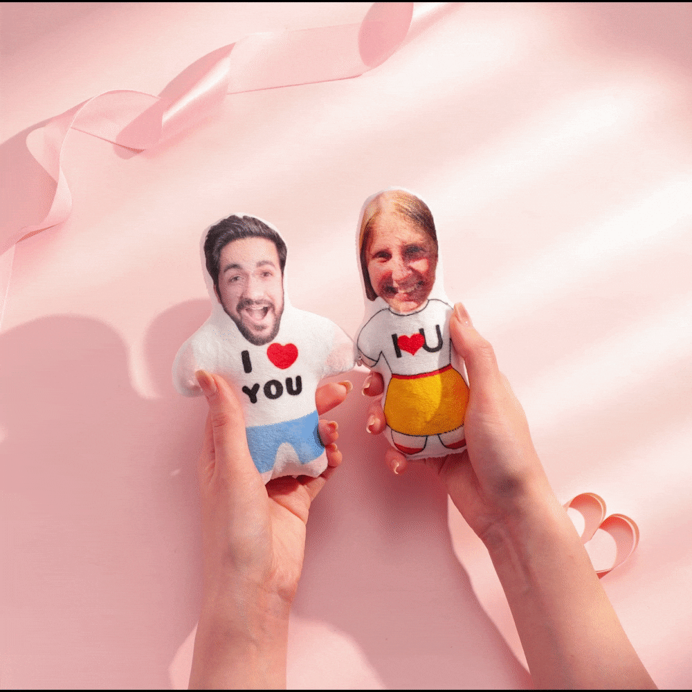 Benutzerdefiniertes Gesicht-foto-kissen-paar-spielzeug-plüschpuppen-link Mit Einer Linie - soufeede
