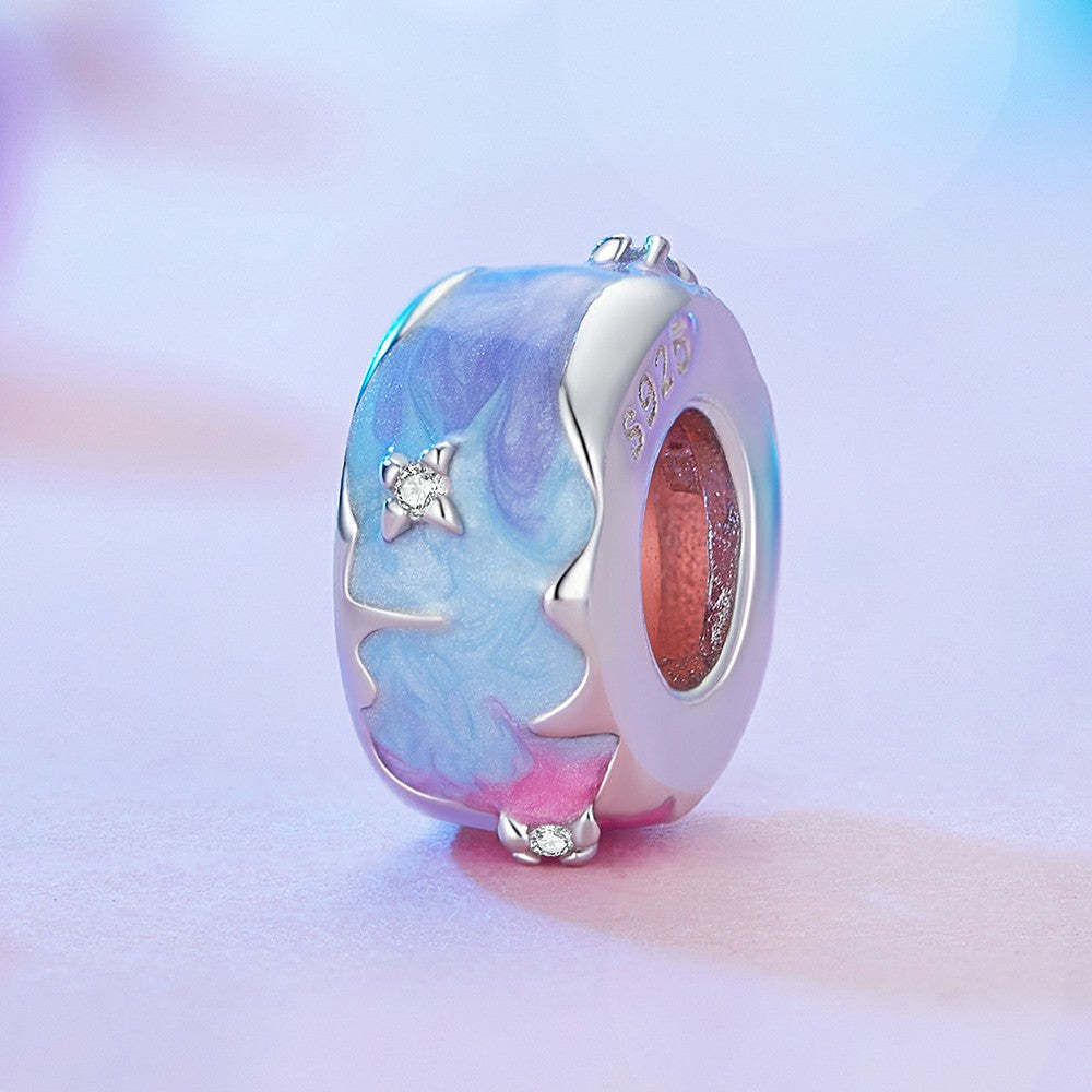 Fantasy Galaxy Stopper Charm Spacer Charm 925 Sterling Silber DP107