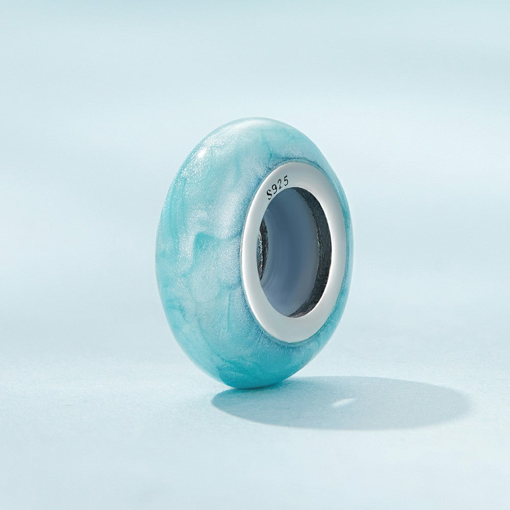 Macaron blauer Stopfen-Charm, Spacer-Charm, 925er Sterlingsilber, dp127