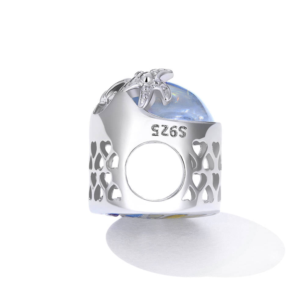 Strandwellen-Emaille-Charm, 925er Sterlingsilber, dy1329