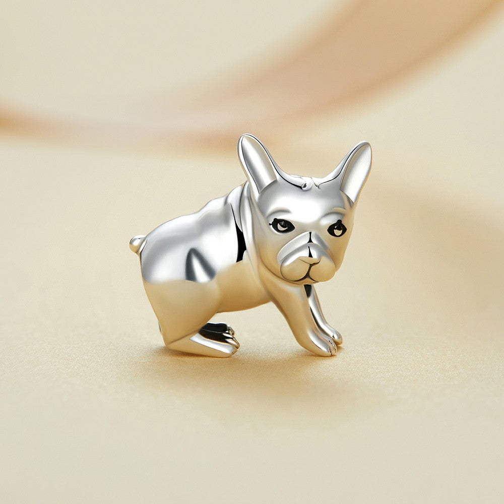 Süßer Bulldoggen-Emaille-Anhänger aus 925er Sterlingsilber, Geschenk für Haustierliebhaber, Dy1356