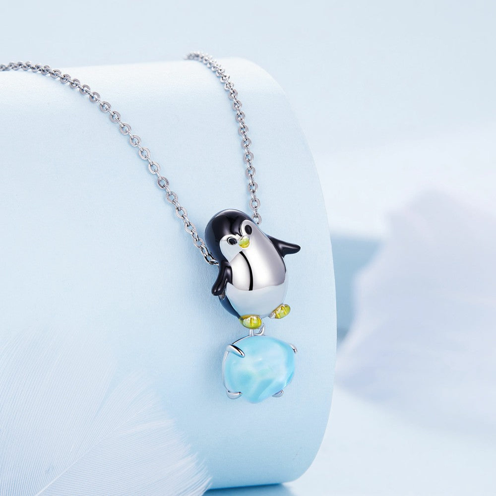 Pinguin-Emaille-Charm, 925er Sterlingsilber, dy1364
