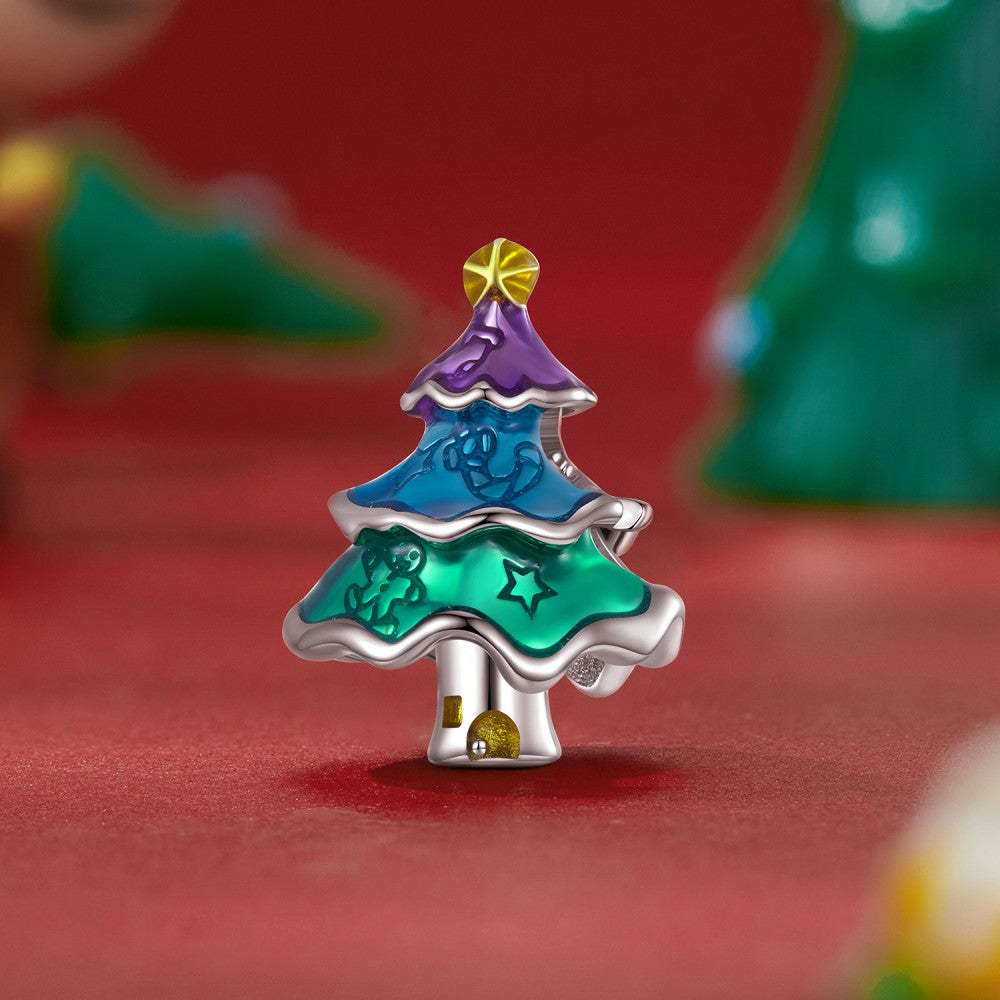 Weihnachtsbaum-Emaille-Charm, 925er Sterlingsilber, Weihnachtsgeschenke, dy1368