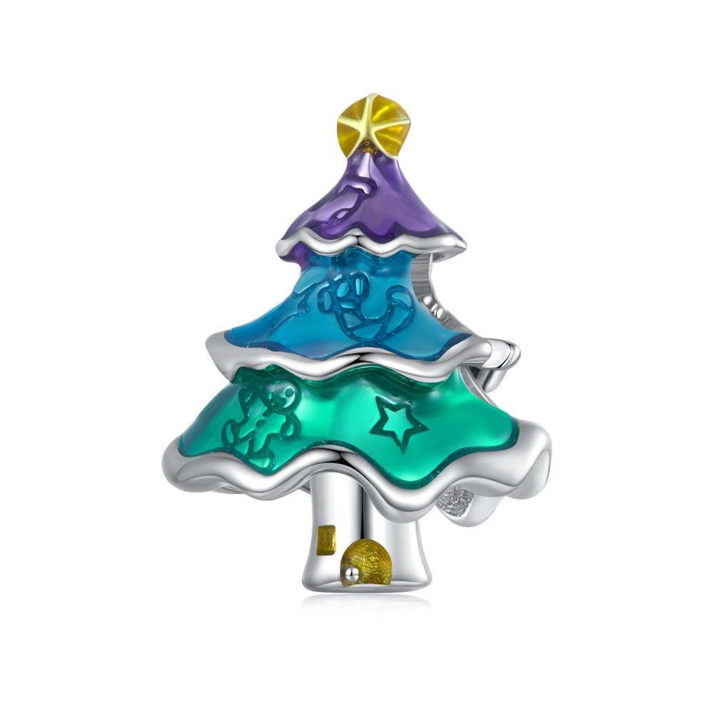 Weihnachtsbaum-Emaille-Charm, 925er Sterlingsilber, Weihnachtsgeschenke, dy1368
