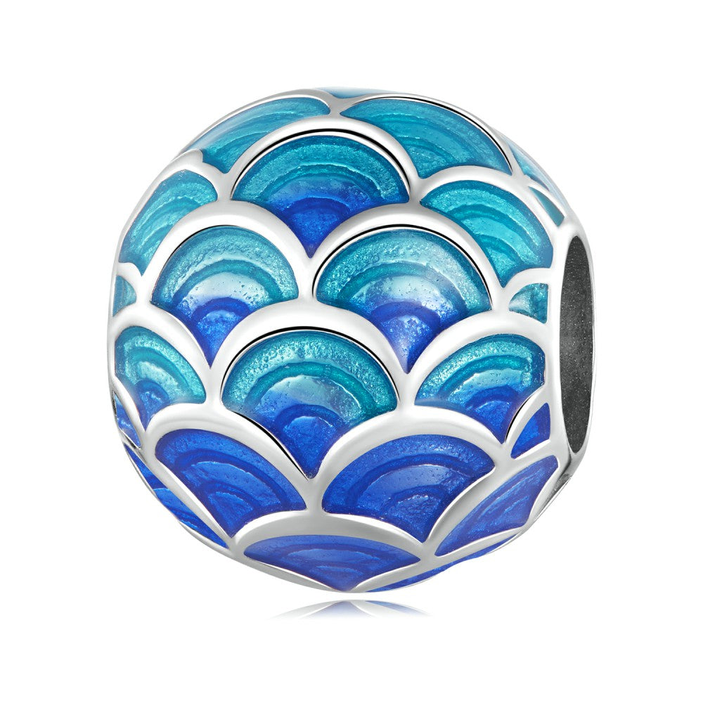 Drachenschuppen-Email-Charm, 925er Sterlingsilber, dy1375