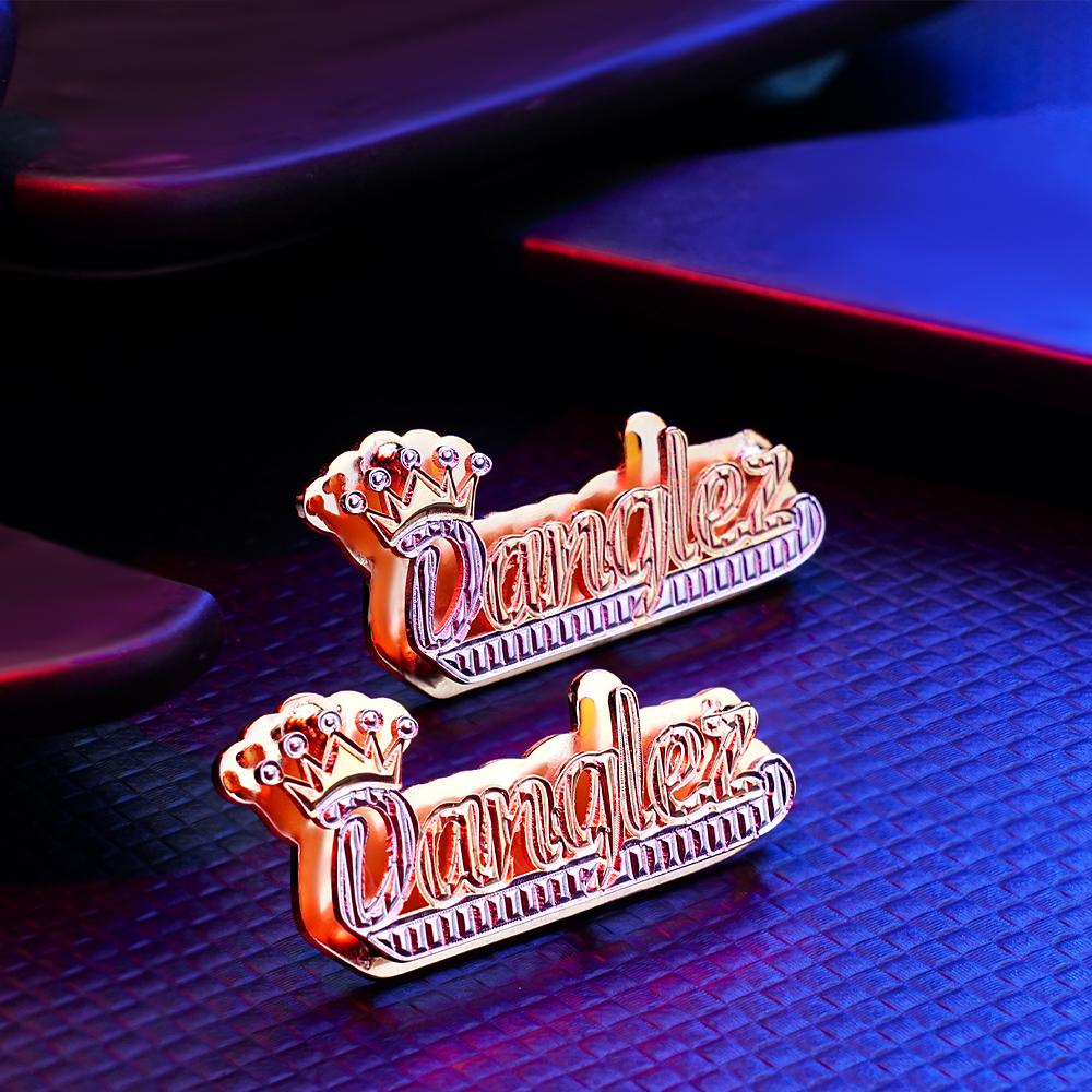 Personalisierte Kronen-namensohrringe, Initialname, Hip-hop-ohrringe, Trendiger Schmuck, Geschenk Für Männer - soufeede