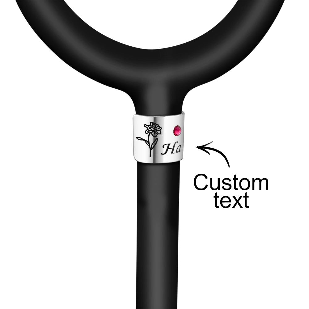 Personalisierter Namens-geburtsstein-stethoskop-anhänger, Geburtsblumen-muster, Dekoration Für Arzt - soufeede
