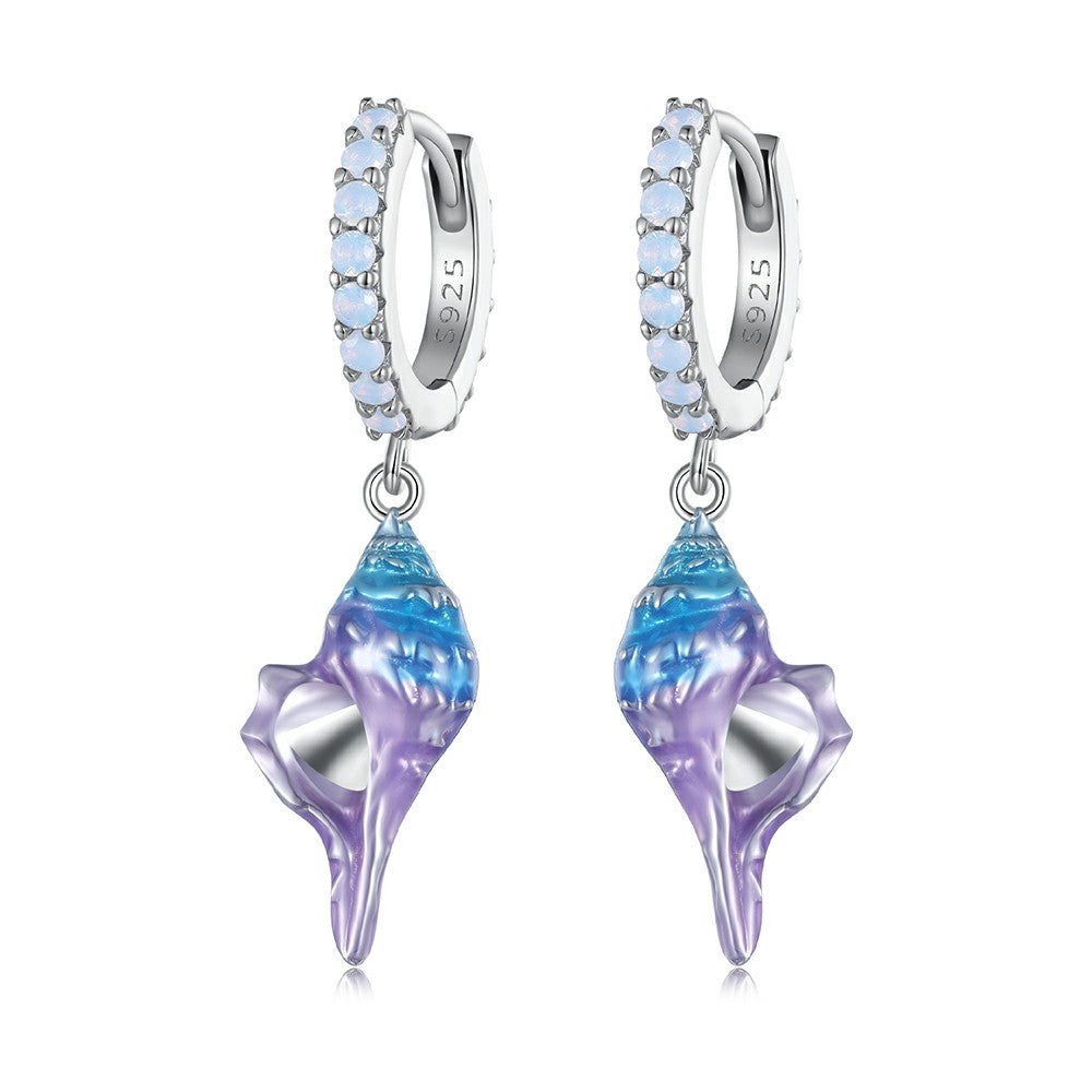 Fantasie-Muschelohrringe, 925er Sterlingsilber, Ed136