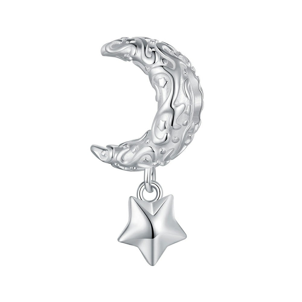 Muster Sterne Mond Charm 925 Sterling Silber FJ1417