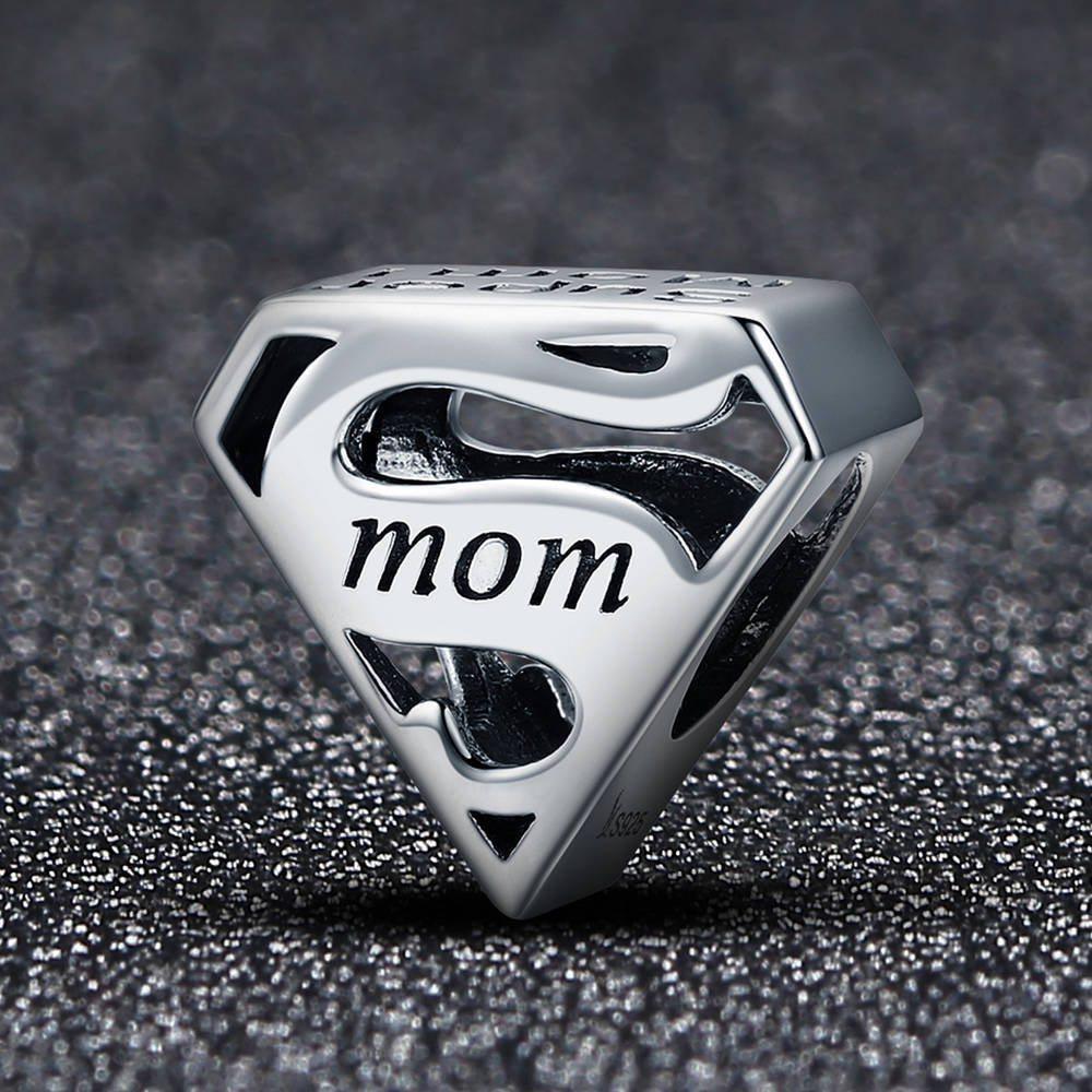 Liebe Super-Mama-Charm aus 925er-Sterlingsilber, Muttertagsgeschenke, FJ1421