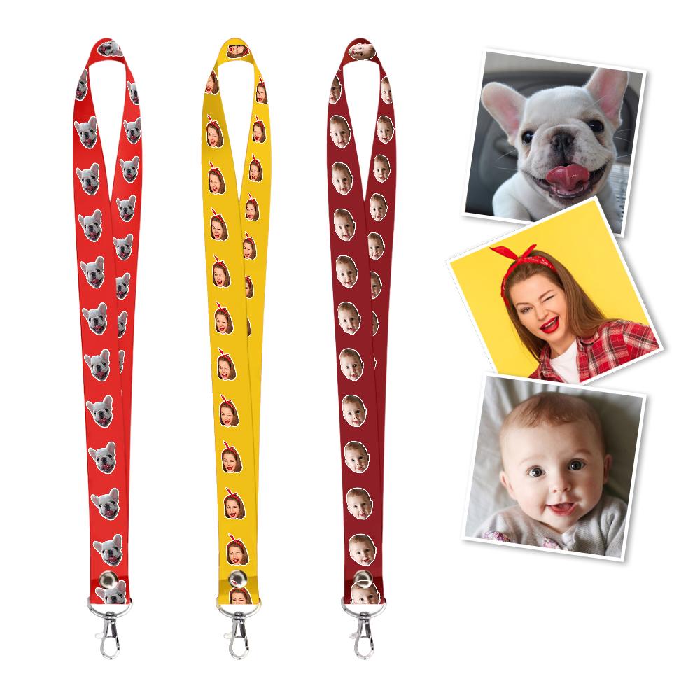 Personalisiertes Gesichts-lanyard, Breakaway-lanyard, Personalisiertes Foto-umhängeband Mit Doppelseitigem Druck - soufeede