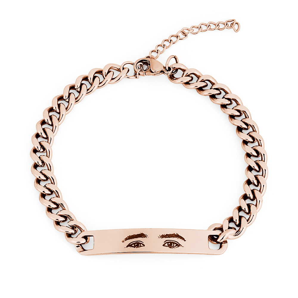 Edelstahl-armband Mit Lasergravur, Individuelles Augenfoto-paararmband - soufeede