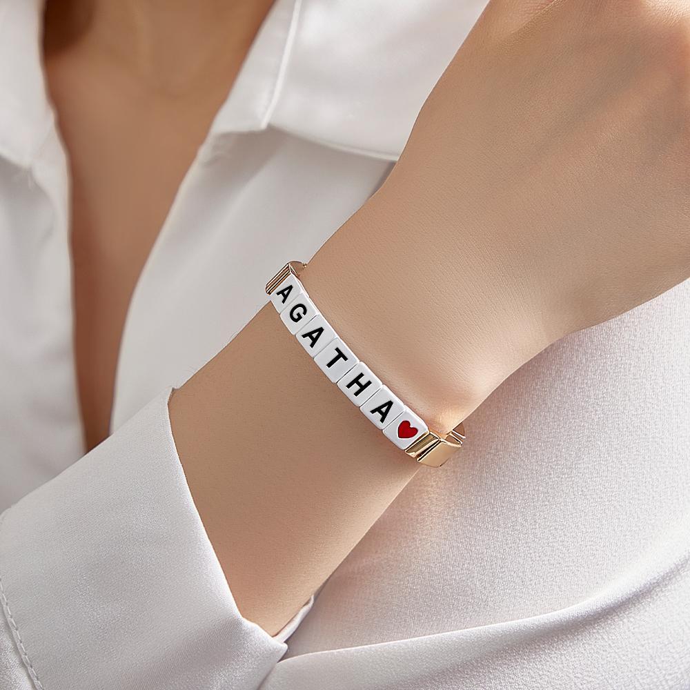 Personalisiertes Namensperlenarmband, Emaille-perlenarmband In Goldfarbe, Geschenk Für Sie - soufeede
