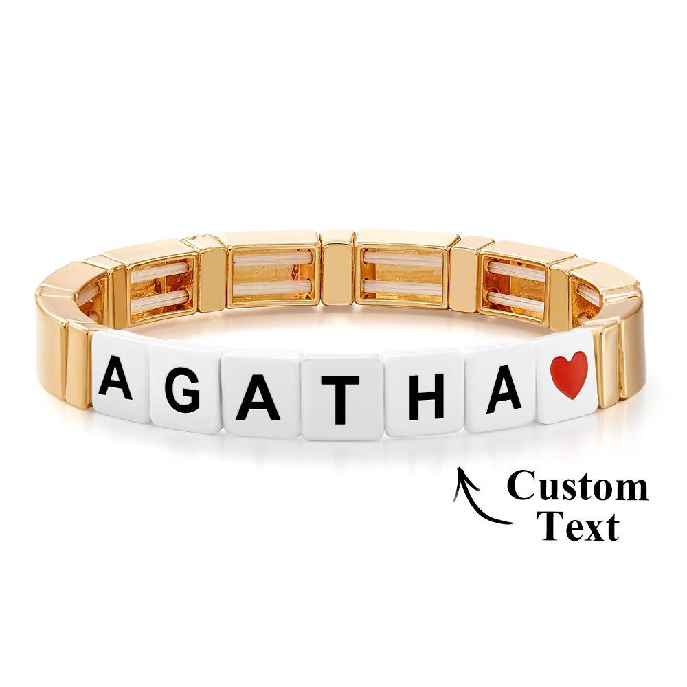 Personalisiertes Namensperlenarmband, Emaille-perlenarmband In Goldfarbe, Geschenk Für Sie - soufeede