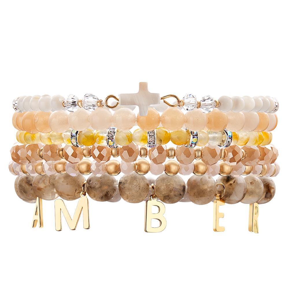 Personalisiertes Namensarmband, Buchstabenanhänger, Bohemia-stil, Strandgeschenk Für Sie - soufeede