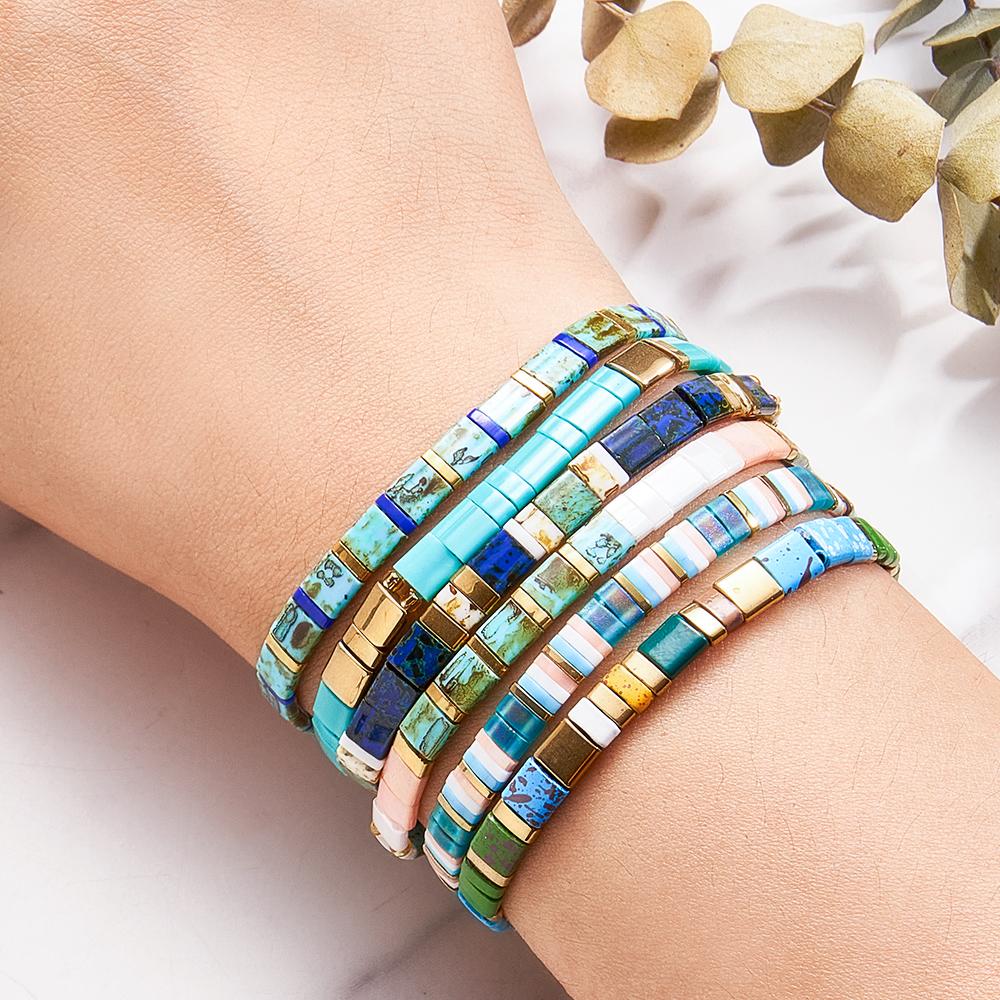Blaues Tila-armband, Vintage-mode, Handgefertigtes Geschenk Für Schmuckliebhaber - soufeede