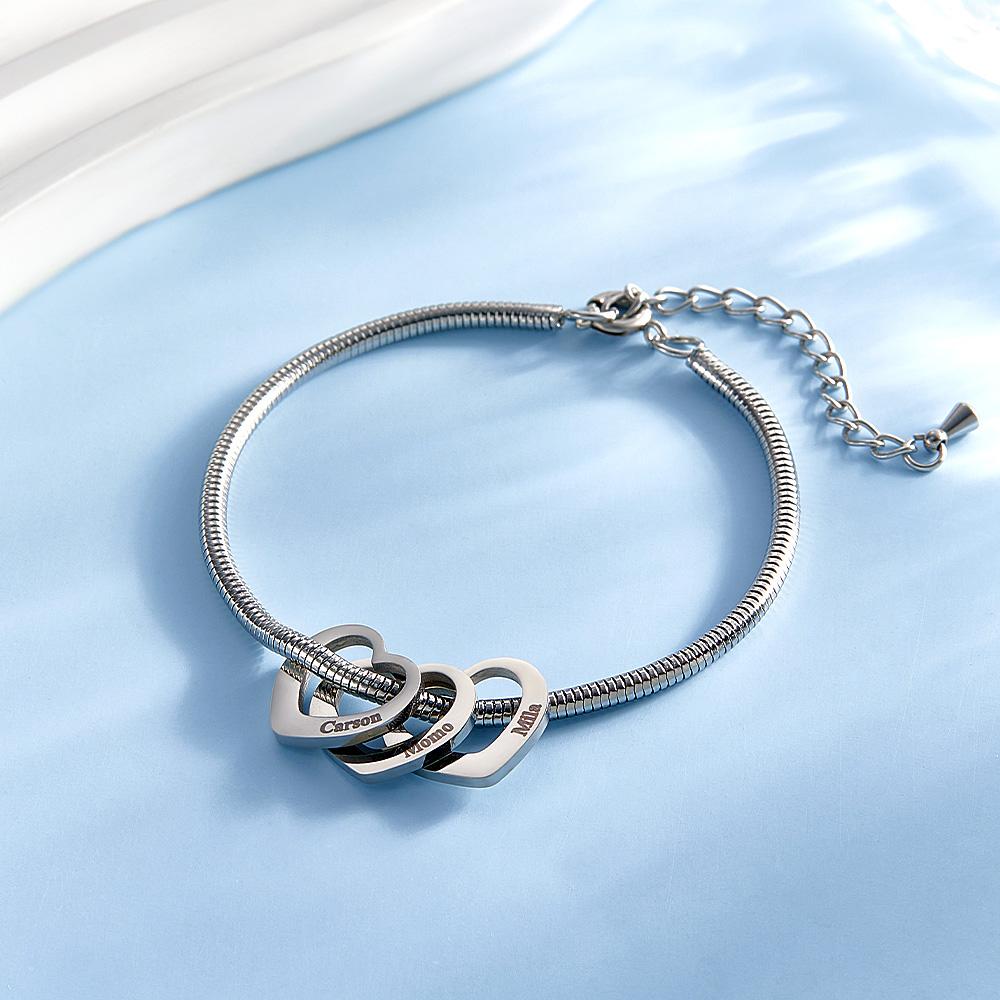 Individuell Graviertes Armband, Individuelle Mutter- Und Kindernamen-herzanhänger, Geschenke - soufeede