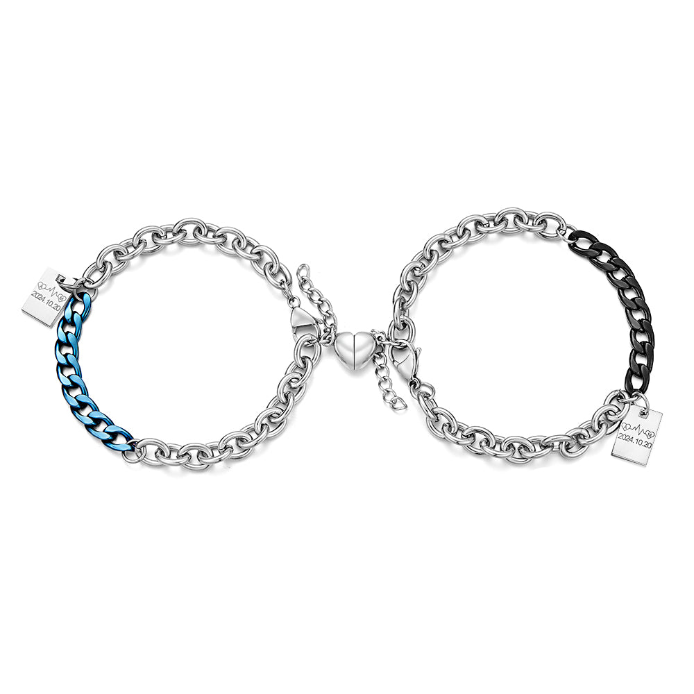 Personalisiertes Graviertes Armband Mit Spleißkette, Modisches Geschenk - soufeede