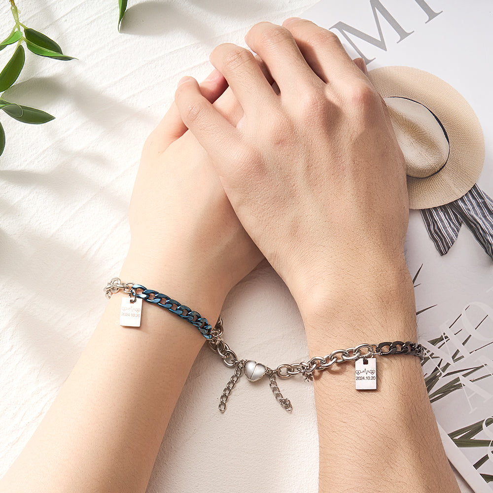 Personalisiertes Graviertes Armband Mit Spleißkette, Modisches Geschenk - soufeede