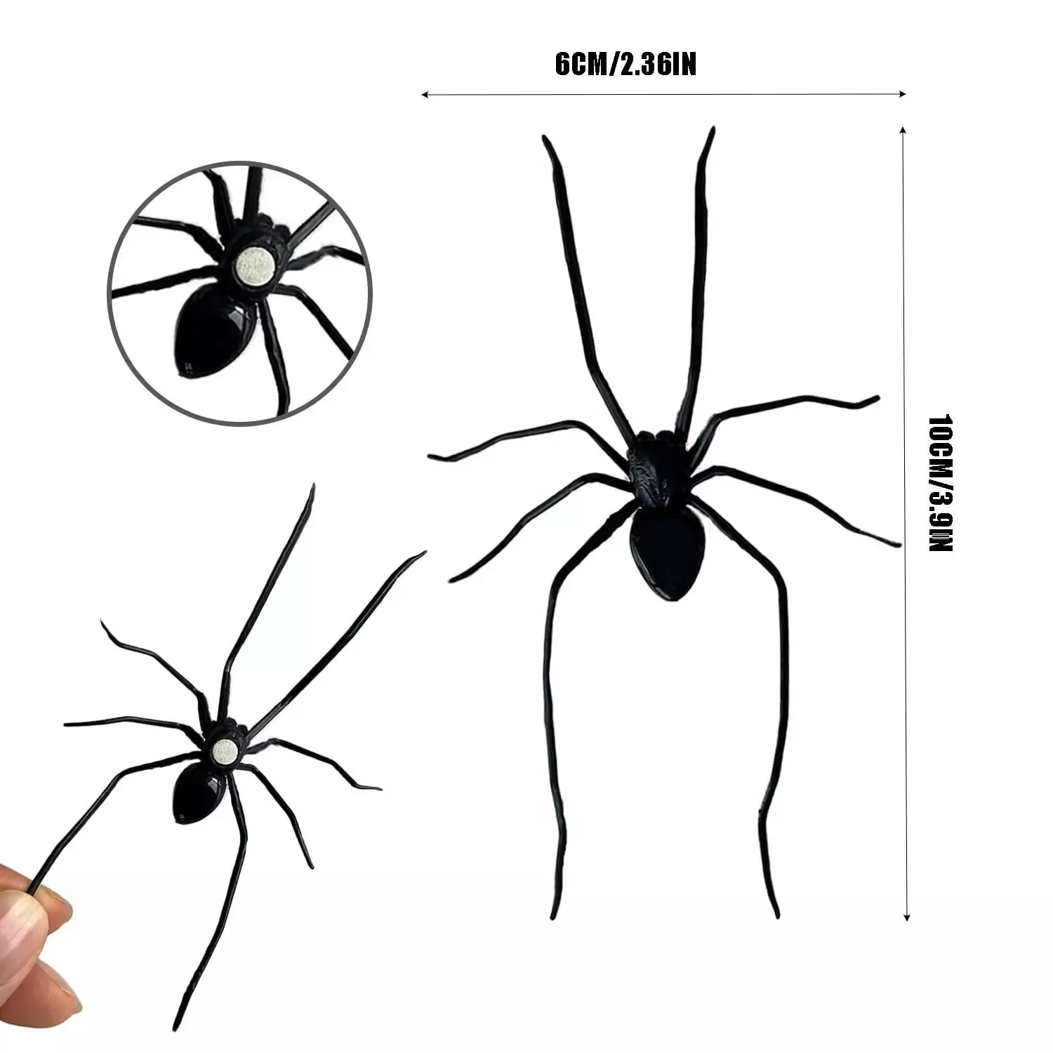 Realistische Magnetische Kunststoff-Spinnendekoration, 3D-schwarze, Langbeinige, Gefälschte Spinne, Kühlschrankmagnet, Halloween, Gruseliger Streich, Requisite, Party-Dekoration - soufeelde
