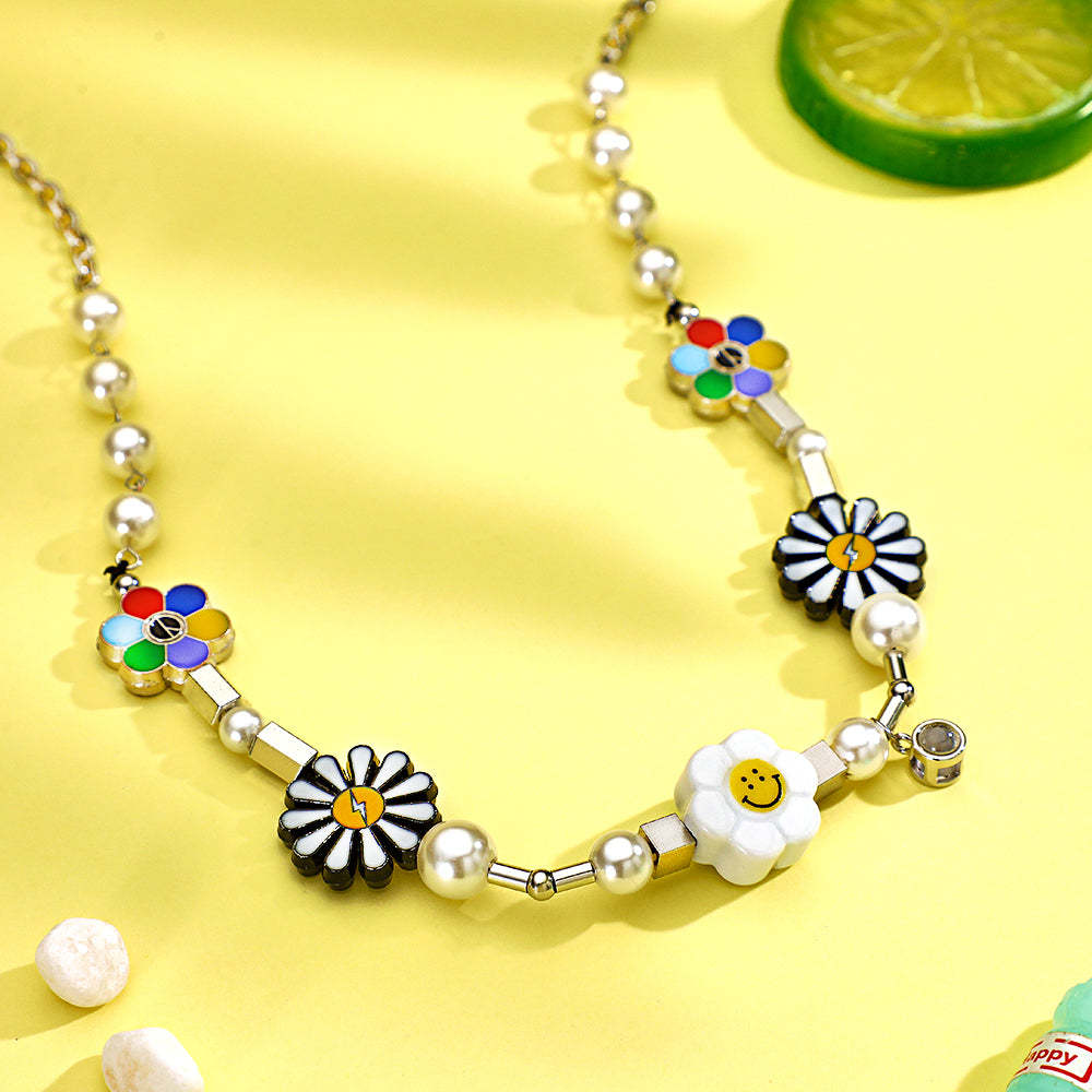 Benutzerdefinierte Projektionskette Daisy Smile Lustiges Buntes Geschenk - soufeede