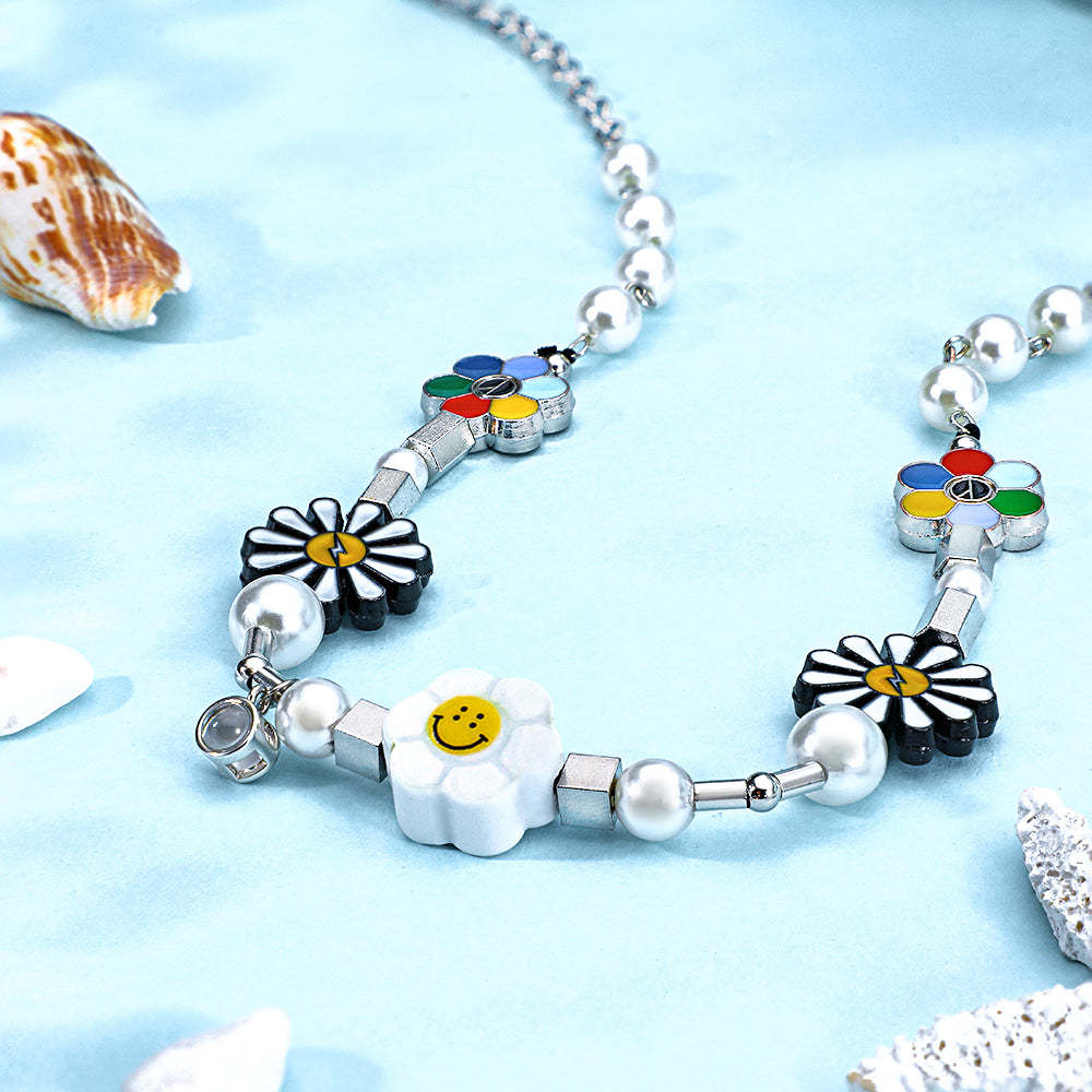 Benutzerdefinierte Projektionskette Daisy Smile Lustiges Buntes Geschenk - soufeede