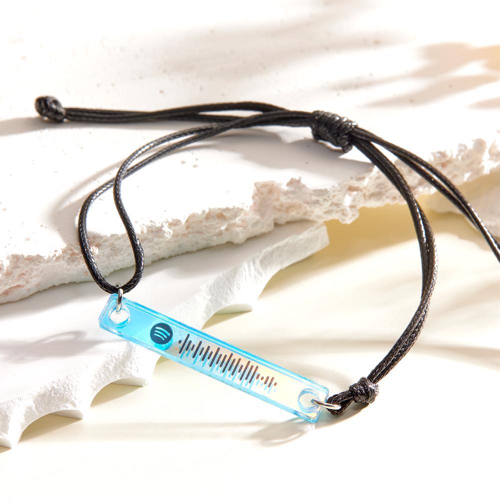 Scanbarer Spotify-code, Transparentes Armband Mit Farbverlauf, Personalisierte Musik, Laser, Bunte Acrylplakette, Verstellbares Armband, Geschenk Für Ihn - soufeede
