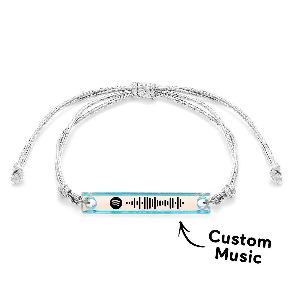 Scanbarer Spotify-code, Transparentes Armband Mit Farbverlauf, Personalisierte Musik, Laser, Bunte Acrylplakette, Verstellbares Armband, Geschenk Für Ihn - soufeede