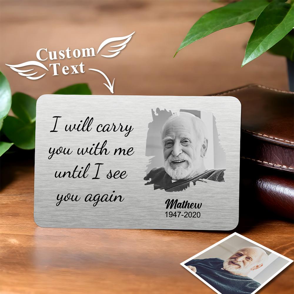 Personalisiertes Foto „carry You With Me“ – Erinnerungsgeschenk Für Die Familie – Personalisierte Aluminium-geldbörsenkarte - soufeede