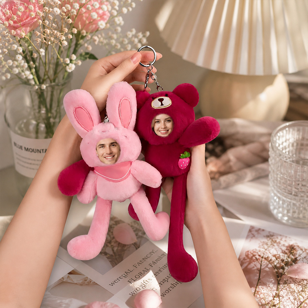 Personalisierter Plüsch-Schlüsselanhänger Mit Herausziehbarem Gesicht – Individueller Foto-Taschenanhänger, Lustiges Geschenk Für Freunde - soufeelde