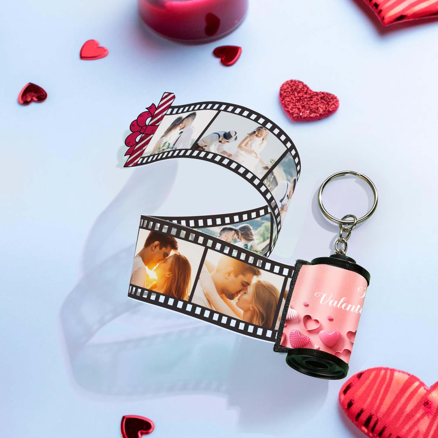 Personalisierter Foto-filmrollen-schlüsselanhänger, Geschenkbox, Dekoration, Kamera-schlüsselanhänger, Valentinstagsgeschenke Für Paare - soufeede