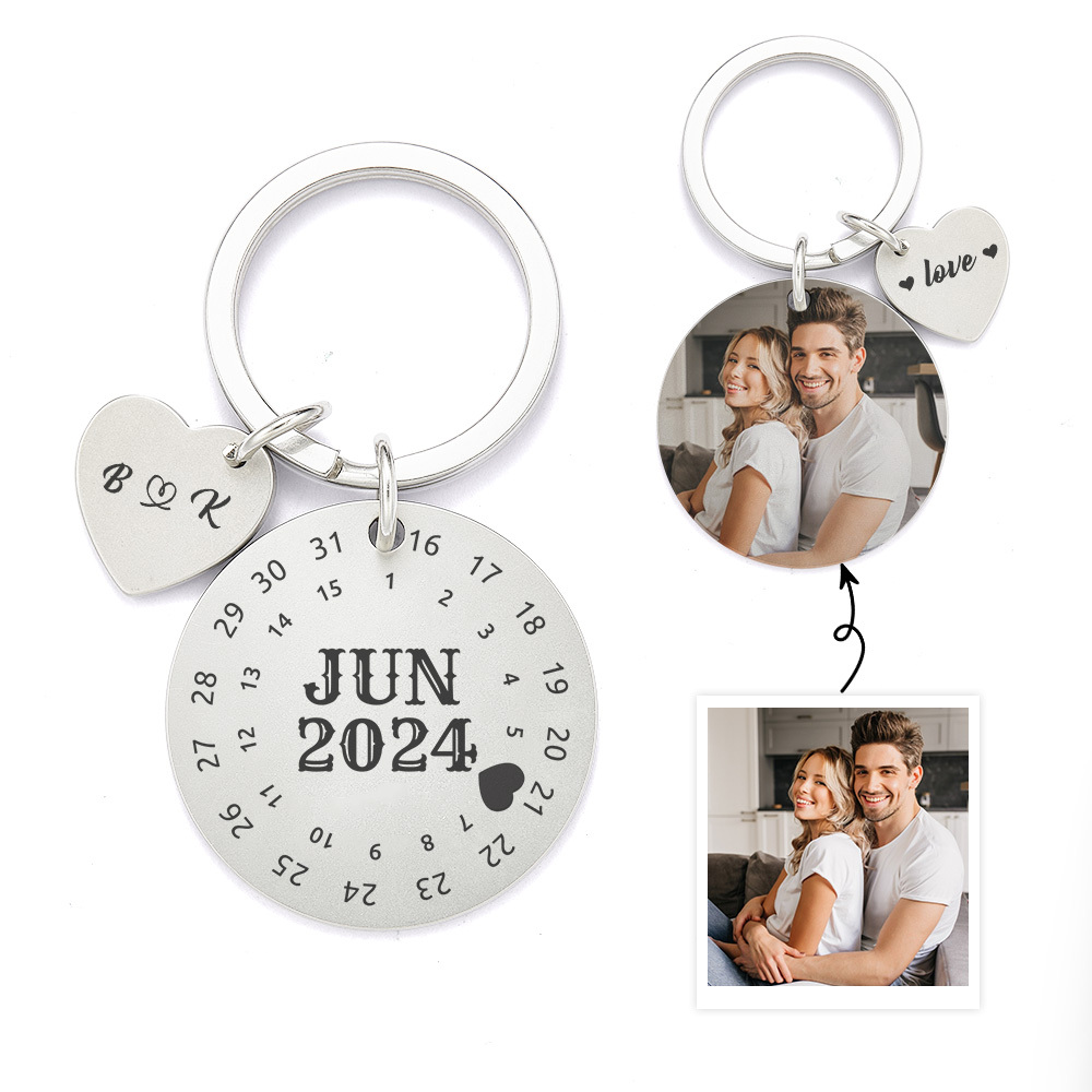 Personalisierter Kalender-schlüsselanhänger, Bedeutender Datumsmarker, Valentinstagsgeschenke Für Paare - soufeede