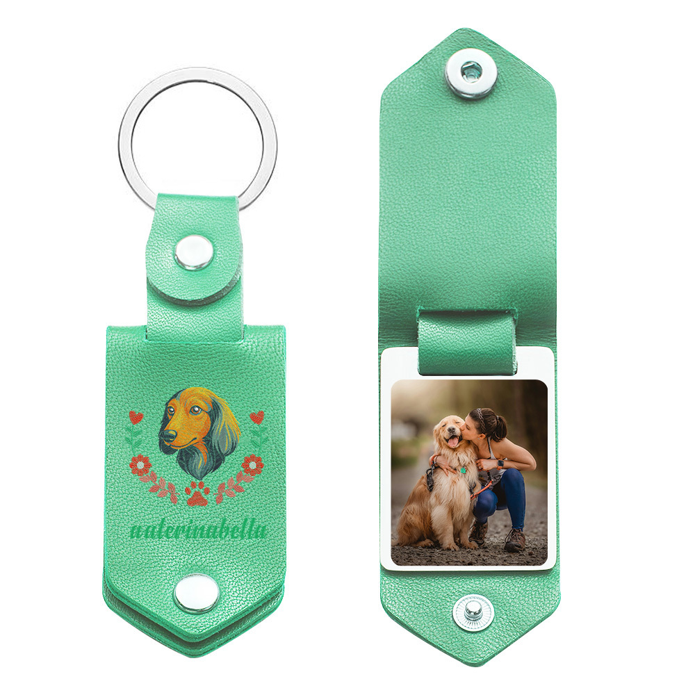 Benutzerdefinierter Bestickter Haustier-avatar-schlüsselanhänger, Personalisiertes Hundeportrait Aus Leder, Haustier-erinnerungsgeschenk