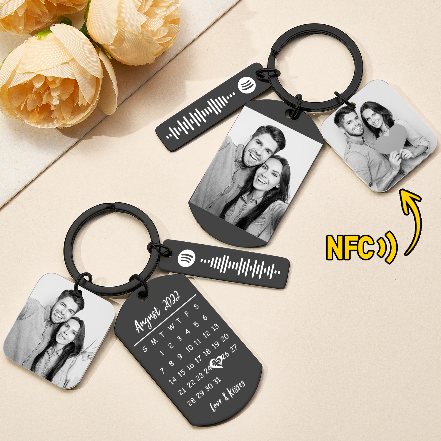 Benutzerdefinierter Nfc-foto- Und Musik-tag-schlüsselanhänger, Personalisierter Spotify-kalender-schlüsselanhänger, Geschenke Zum Valentinstag - soufeelde